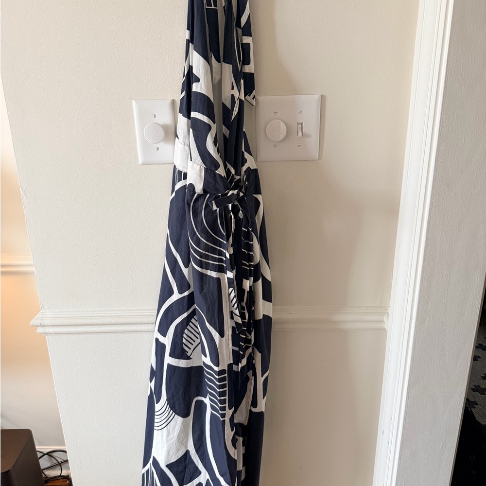 Zara Black and White Abstract Wrap Dress